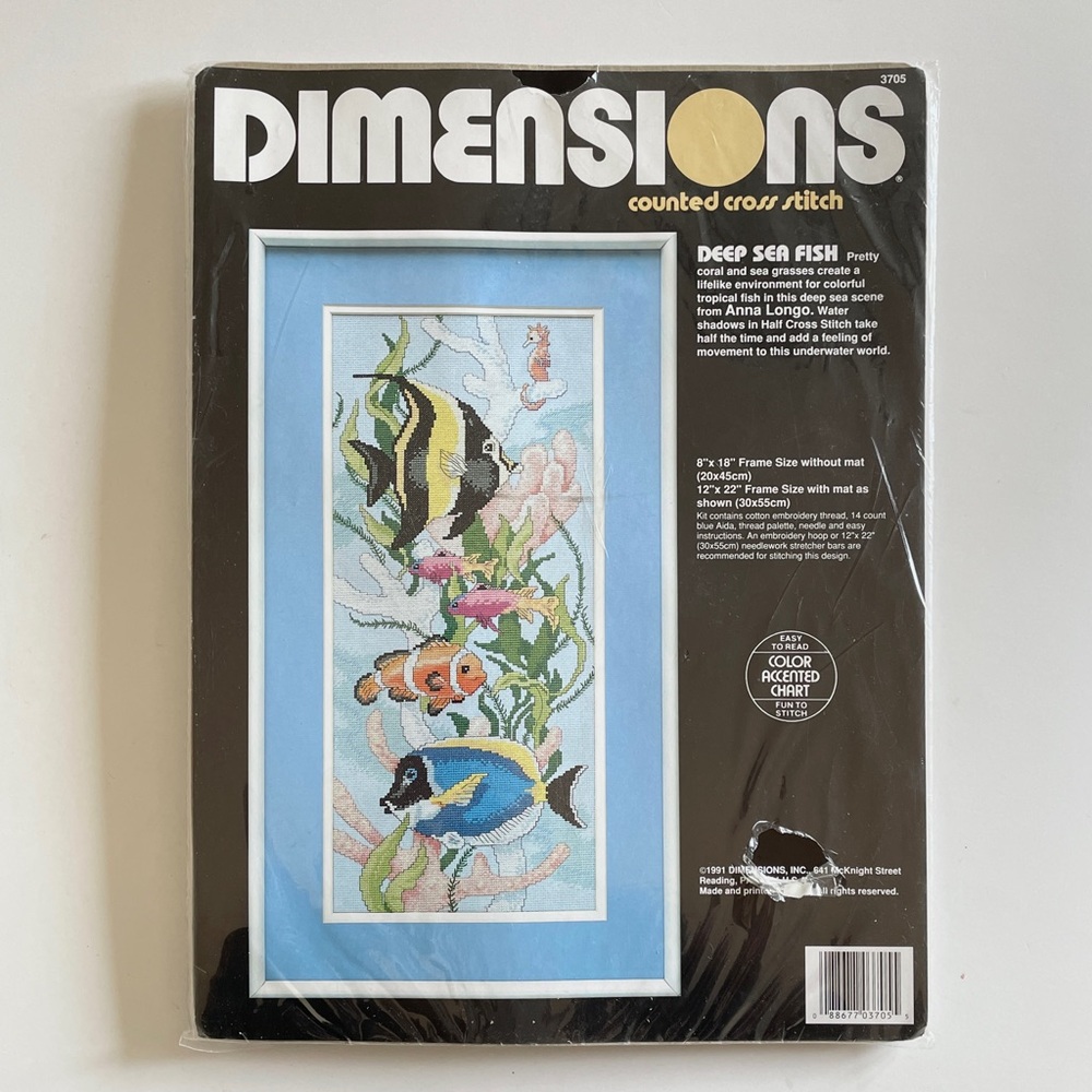 Dimensions Deep Sea Fish Counted Cross Stitch Kit 3705 Tropical Ocean Vintage